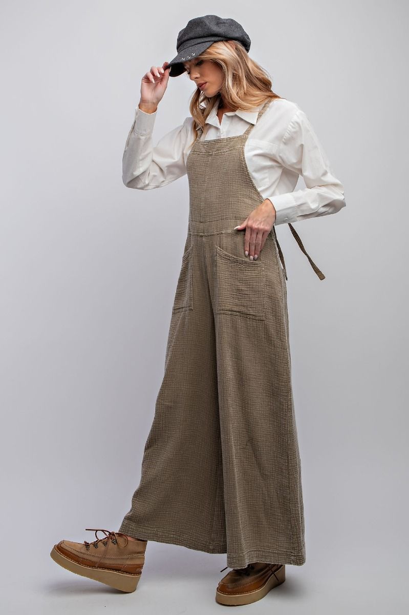 Olive Washed Cotton Overalls/Jumpsuit