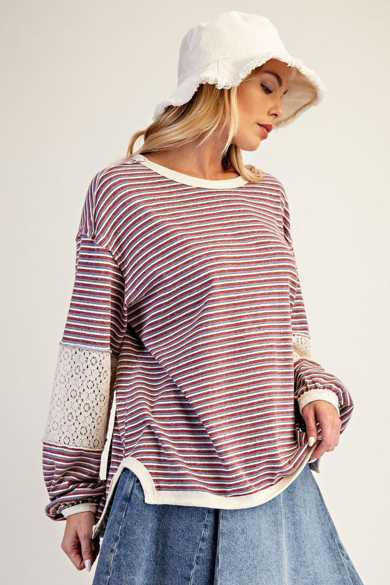 Stripe Top w Lace Detail – The Niche