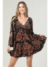 Wide Sleeve V Neck Smocked Waist Short Dress