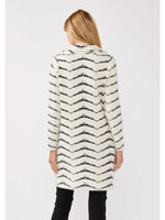 Fuzzy Chevron Jacquard Button Front Cardigan