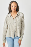 Star Embroidery Washed Jacket With Hood