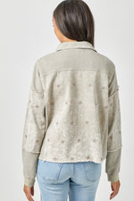 Star Embroidery Washed Jacket With Hood