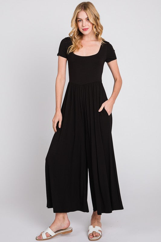 Black Double Layer Jumpsuit