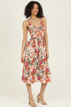 V NECK TWIST FRONT MIDI LENGTH SUN DRESS