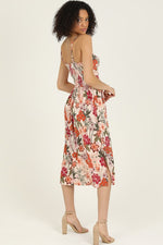 V NECK TWIST FRONT MIDI LENGTH SUN DRESS