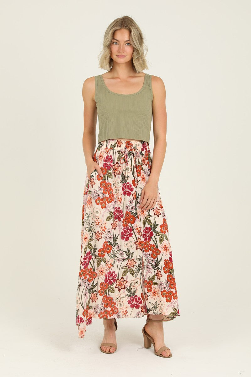 Printed A Line Maxi Skirt