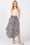 Smocked Waistband Mid Skirt