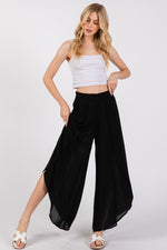 Overlap Detail Wide Leg Pants