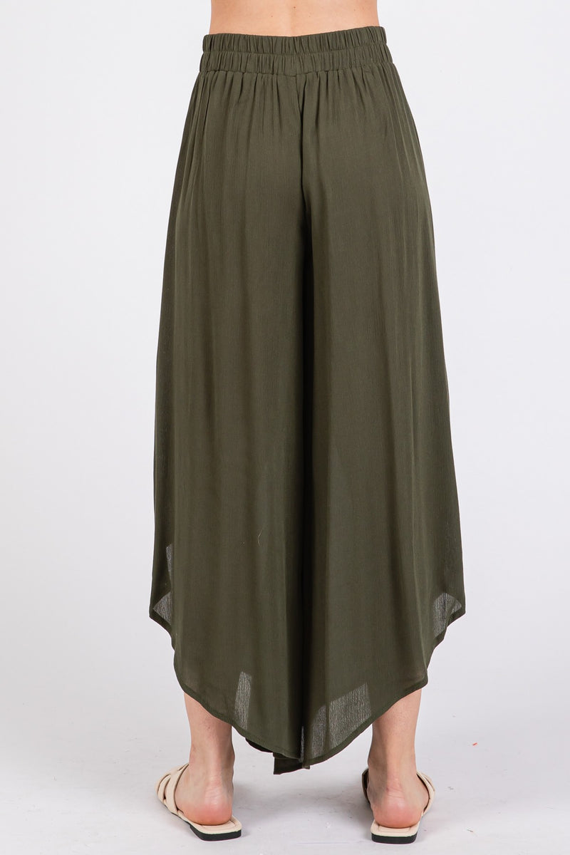 Overlap Detail Wide Leg Pants