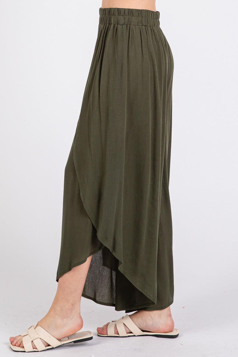 Overlap Detail Wide Leg Pants