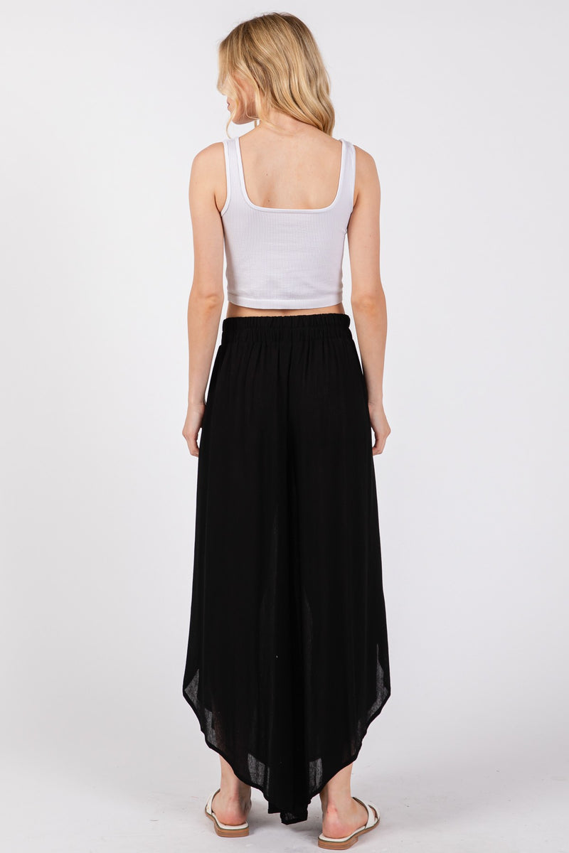 Overlap Detail Wide Leg Pants