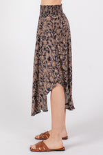 Smocked Waist Midi Skirt