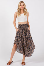 Smocked Waist Midi Skirt