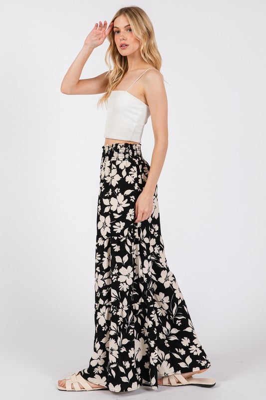 WOVEN PRINT TIERED PANTS