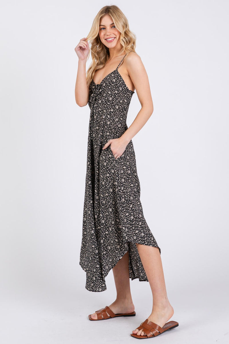 Floral Printed Rayon Satin Slip Dress