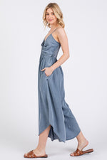 Tencel Front Runched Round Hemline Jumpsuit