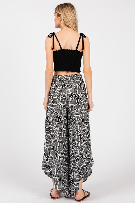 Woven Overlap Front Slit Thigh Pants