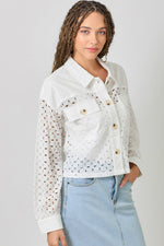 Button Down Mixed Eyelet Jacket