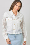 Button Down Mixed Eyelet Jacket