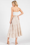 WAIST ELASTIC TIERED DETAILED MAXI SKIRT