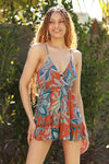 V Neck Open Tie Back lace trim Romper