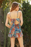 V Neck Open Tie Back lace trim Romper