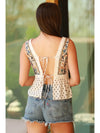 V Neck Lace Trim Tie Back Tank Top