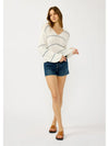 V Neck Fuzzy Stripe Sweater