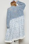 Vintage washed textured long woven denim shirt