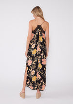 Floral Lace Trim Racerback Maxi Dress