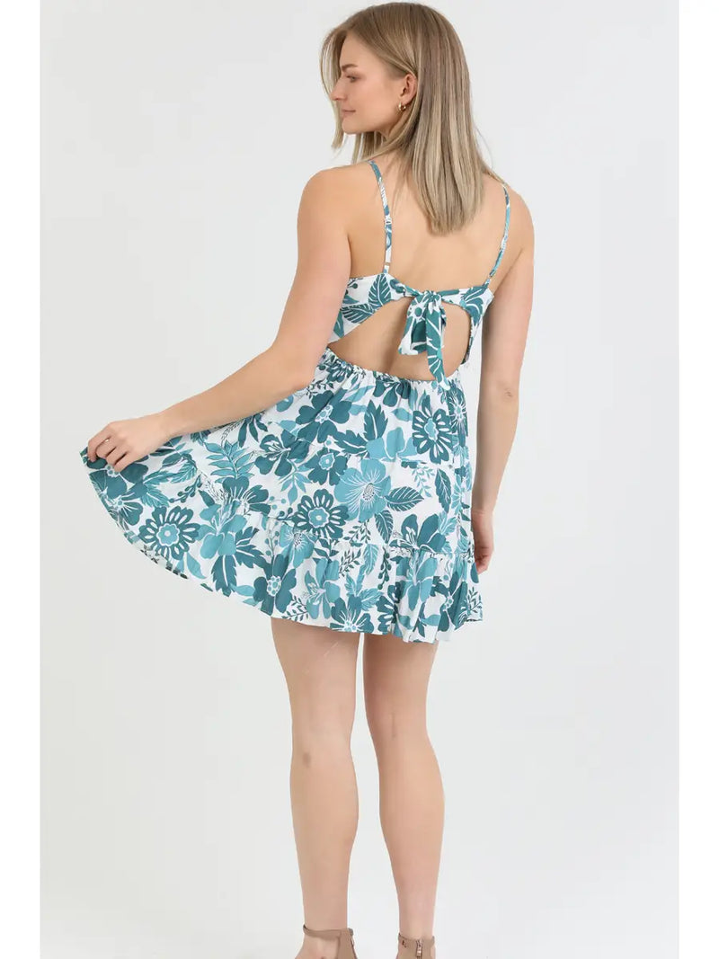 V Neck Open Tie Back Sundress