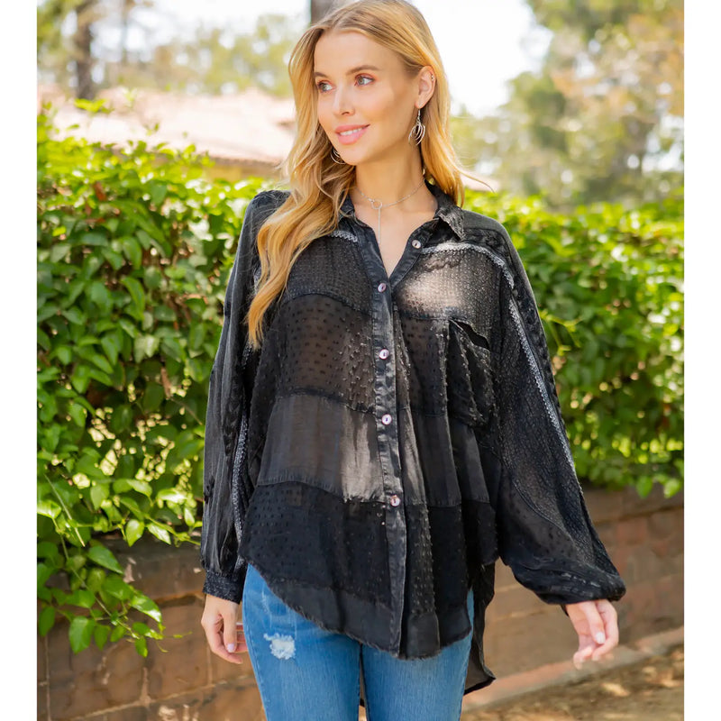 Mexican Embroidery Bishop Sleeves Loose Western Top