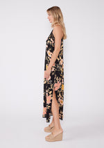 Floral Lace Trim Racerback Maxi Dress