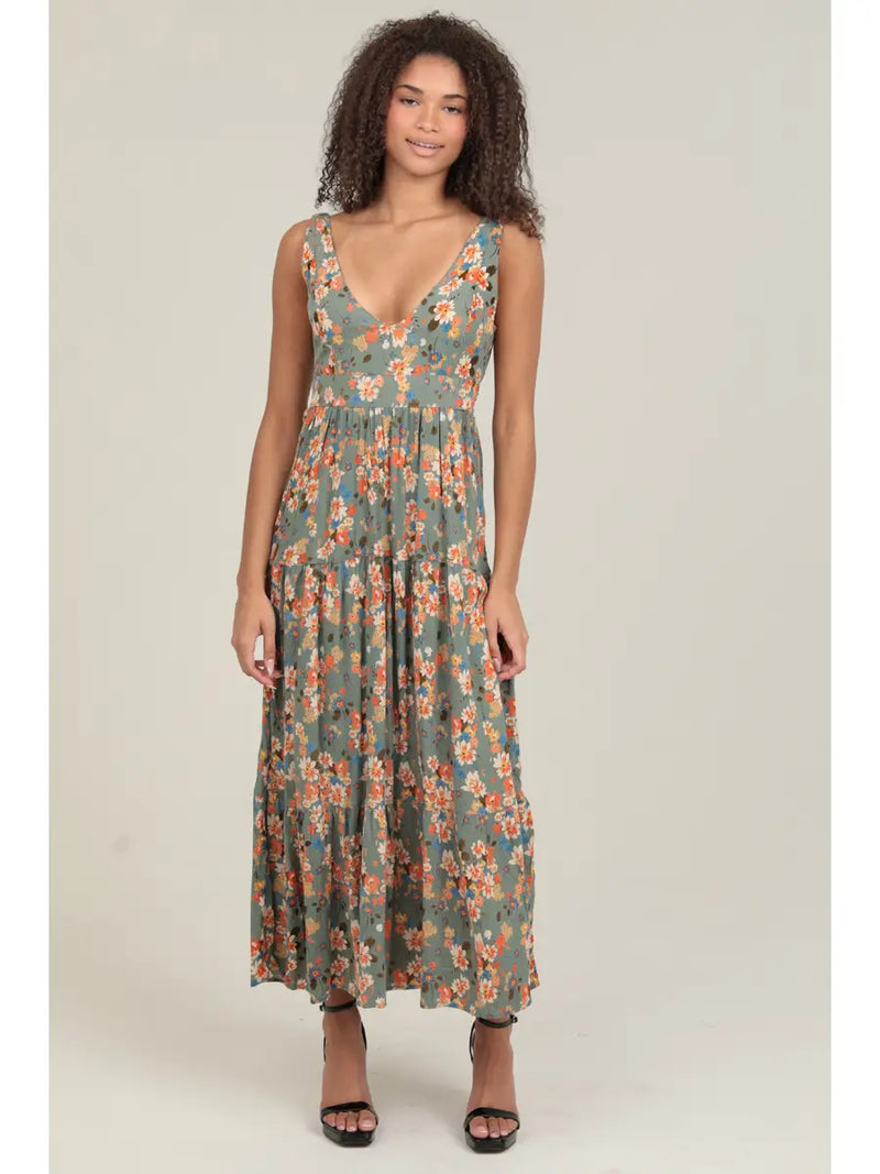 V Neck Tie Back Maxi Tank Dress