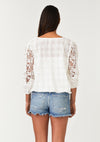 Crochet Lace 3/4 Sleeve Button Front Top