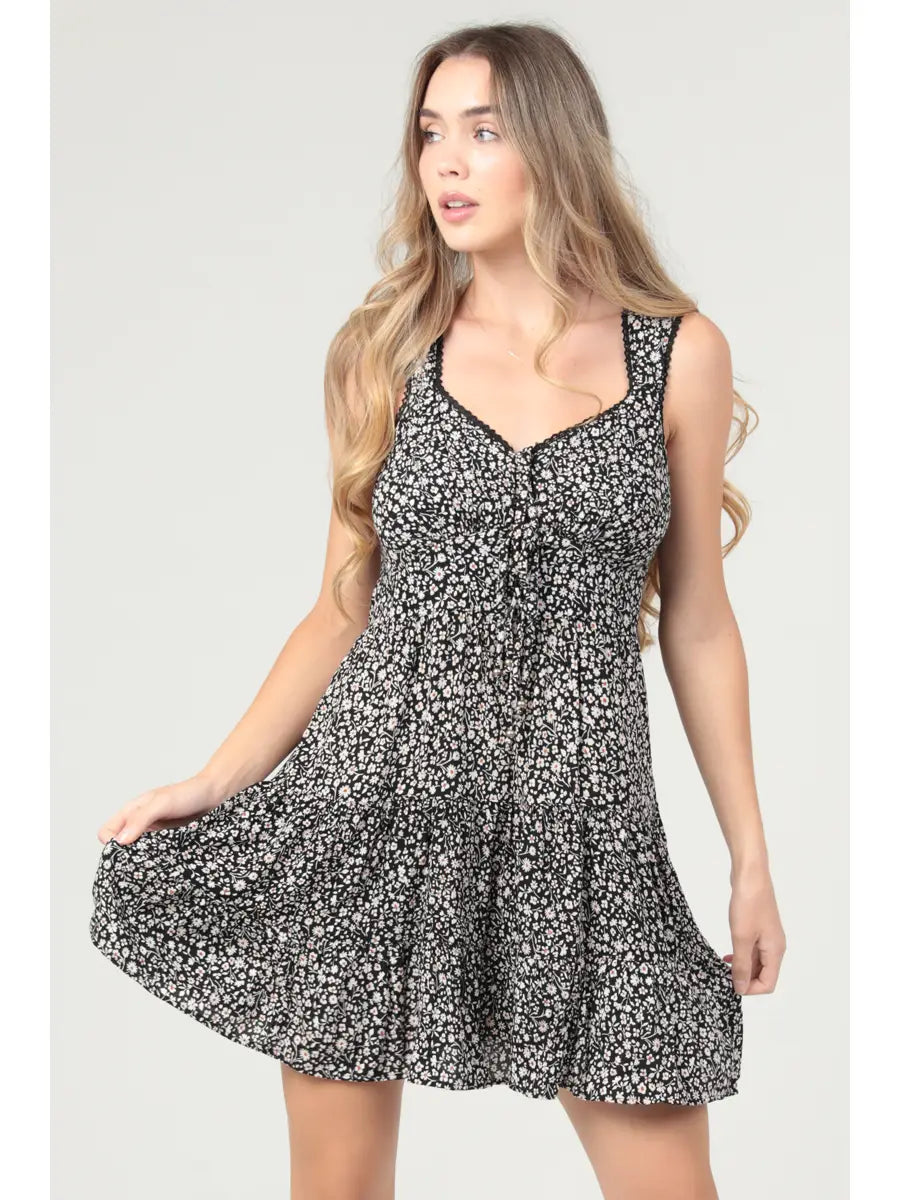 Sweetheart Neckline Printed Tank Dress
