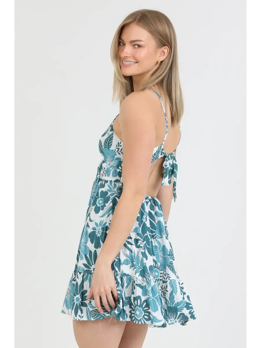 V Neck Open Tie Back Sundress