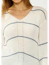 V Neck Fuzzy Stripe Sweater