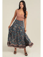 Smocked Waistband A Line Maxi Skirt
