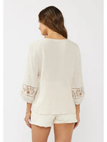 Embroidered V-Neck Blouse