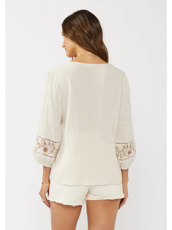 Embroidered V-Neck Blouse