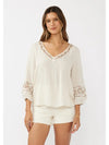 Embroidered V-Neck Blouse