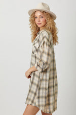 plaid button tunic
