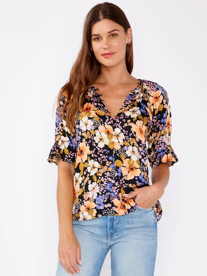 V-Neck Smocked Top