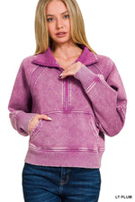 Plumb Acid Wash Half Zip Pullover