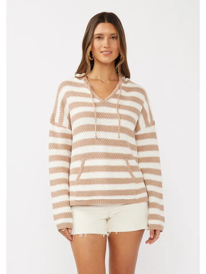 Stripe Drop Shoulder Pullover Hoodie