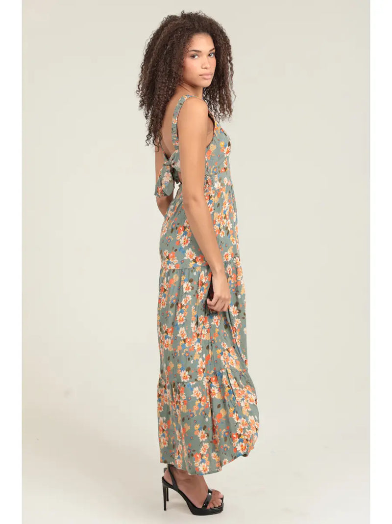 V Neck Tie Back Maxi Tank Dress