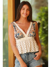 V Neck Lace Trim Tie Back Tank Top