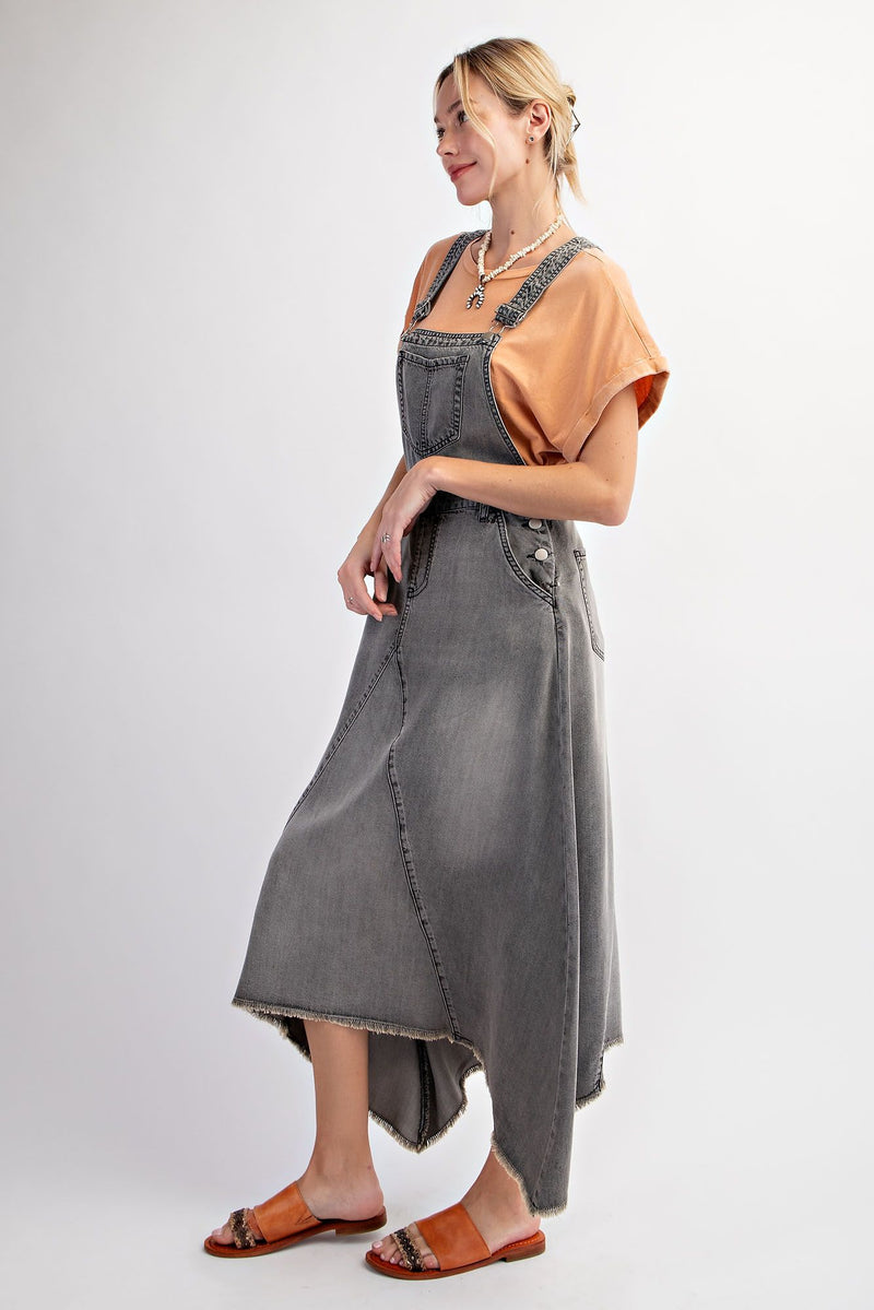 denim overall maxi dress