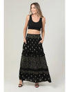 Twin Print Lace Trim Maxi Skirt with Pockets